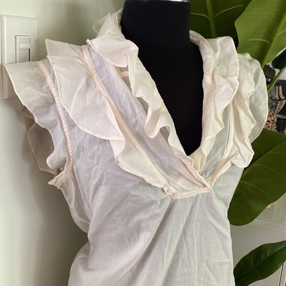 French Connection Ivory Blouse with Ruffles - Picture 2 of 7